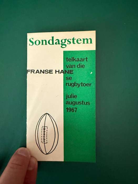 Rugby Itinerary - 1967 French rugby tour of South-Africa issued by Sondagstem