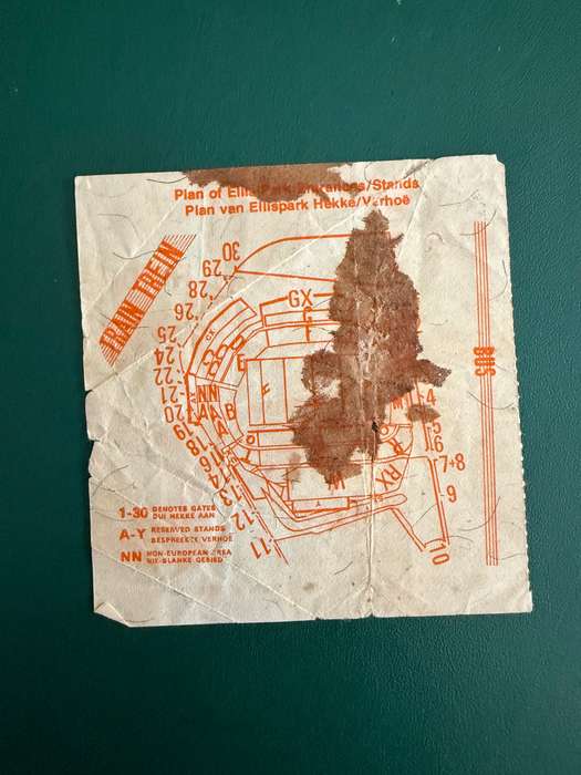 Rugby Ticket - Quagga Barbarians vs New Zealand All Blacks 18/08/1976