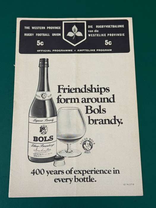 Rugby Programme - Western Province Town Challenge Cup (UCT/Villager/Hamiltons/Police etc) 06/04/1974