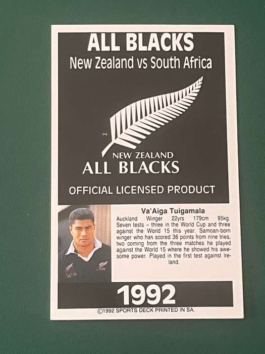 Rugby Card - Vaaiga Tuigamala 1992 Sports Deck Rugby Card