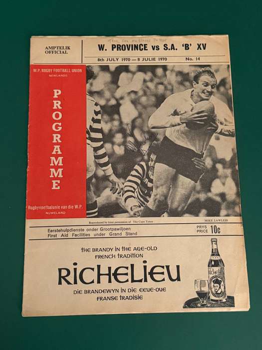 Rugby Programme - *FINAL Springbok Trials for 1970 NZ Tour* Western-Province vs SA B XV 08/07/1970