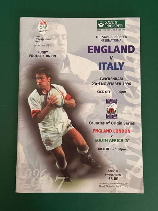 Rugby Programme - *TOUR* South-Africa A vs England London 23/11/1996