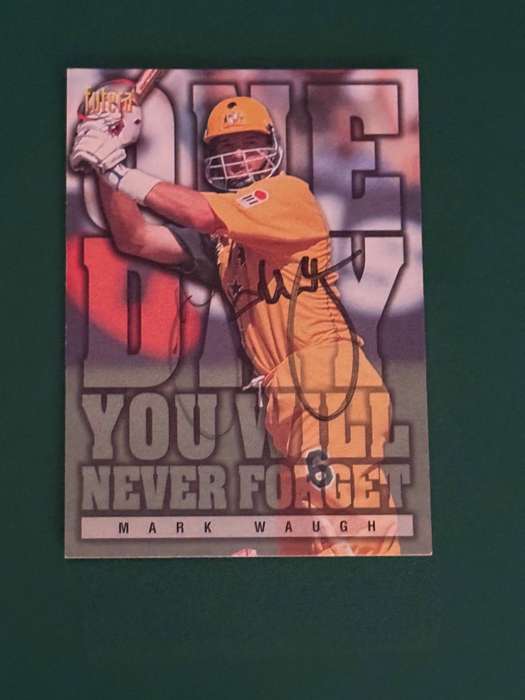 Cricket Card - *SIGNED* Mark Waugh 1996 Futera Cricket Card