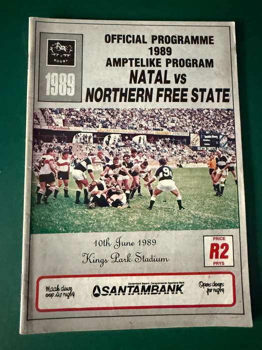 Rugby Programme - Natal vs Northern Free State 10/06/1989