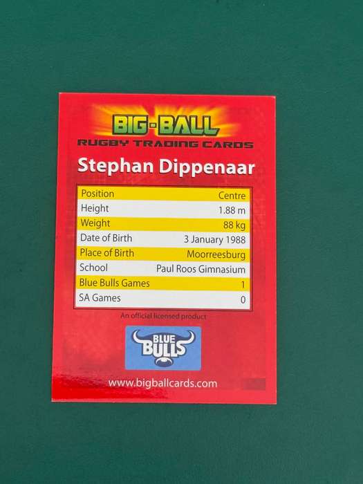 Rugby Card - *SIGNED* Stephan Dippenaar 2009 Big Ball Rugby Card Rugby Card
