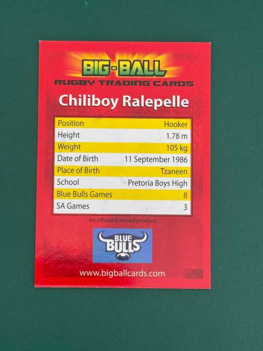 Rugby Card - *SIGNED* Chiliboy Ralepelle 2009 Big Ball Rugby Card Rugby Card
