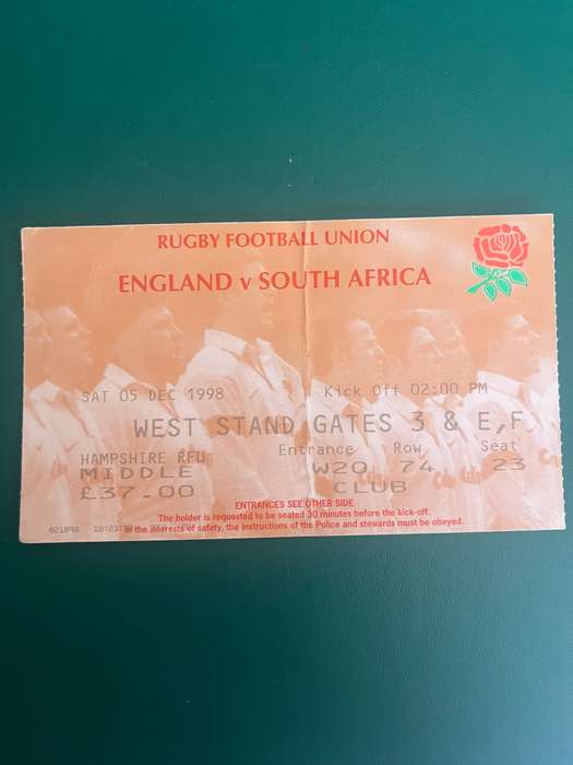 Rugby Ticket - South-Africa vs England 05/12/1998