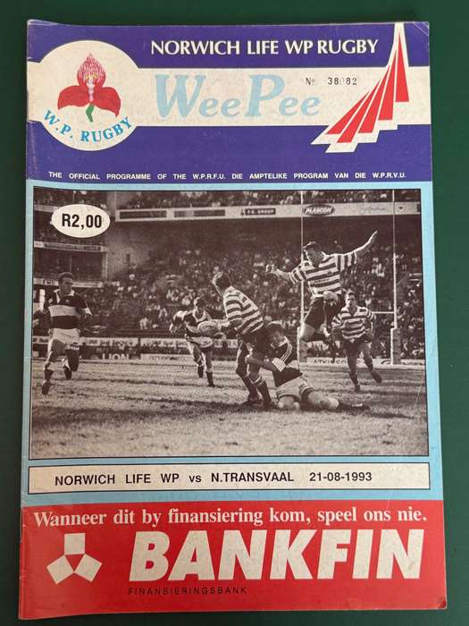 Rugby Programme - Western-Province vs Northern-Transvaal 21/08/1993