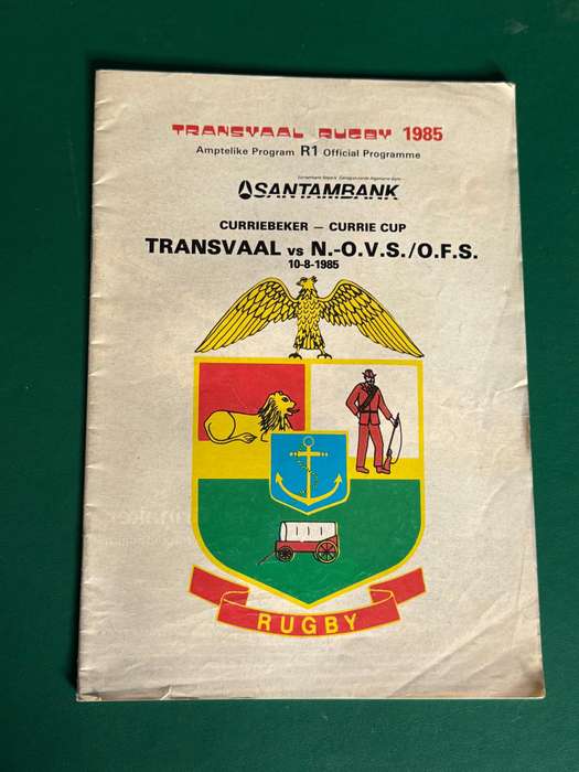 Rugby Programme - Transvaal vs Northern-Free State 10/08/1985