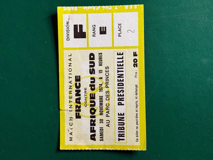 Rugby Ticket - South-Africa vs France 30/11/1974