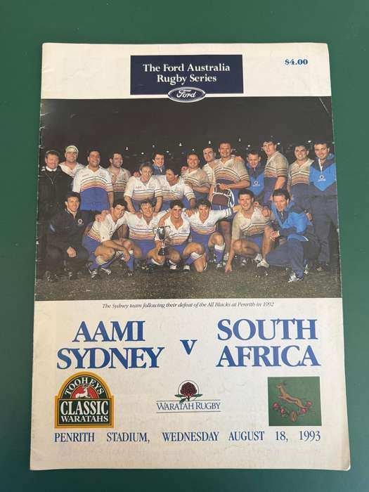 Rugby Programme - *TOUR MATCH*  Sydney vs South-Africa 18/08/1993