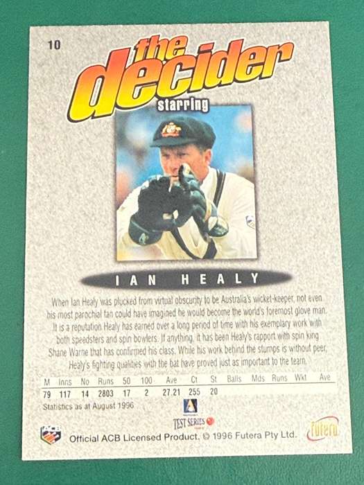 Cricket Card - Ian Healy (Nr10) 1996 Futera Cricket Card