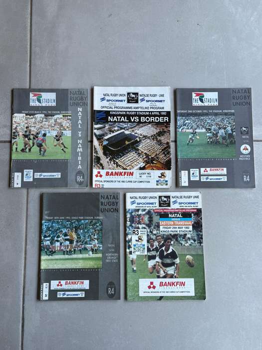 Rugby Programme - (5) Five Natal Rugby Programmes 1992-1994