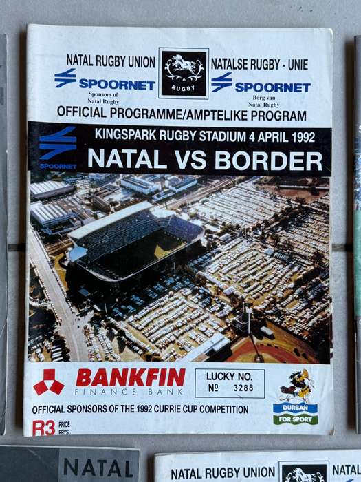 Rugby Programme - (5) Five Natal Rugby Programmes 1992-1994