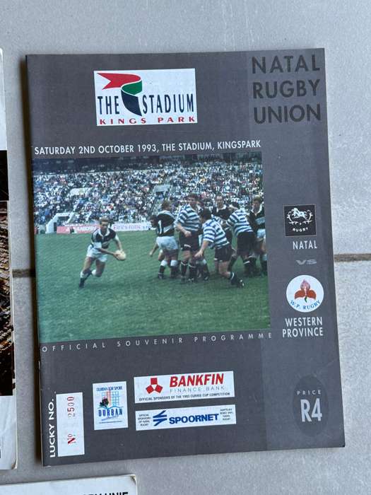 Rugby Programme - (5) Five Natal Rugby Programmes 1992-1994