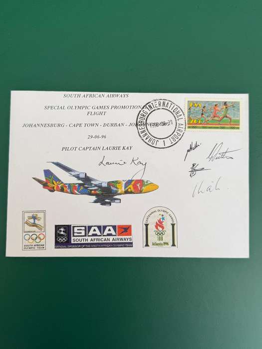 First Day Cover /FDC - *SIGNED* 1996 Atlanta Olympic Games Special Flight 30/06/1996