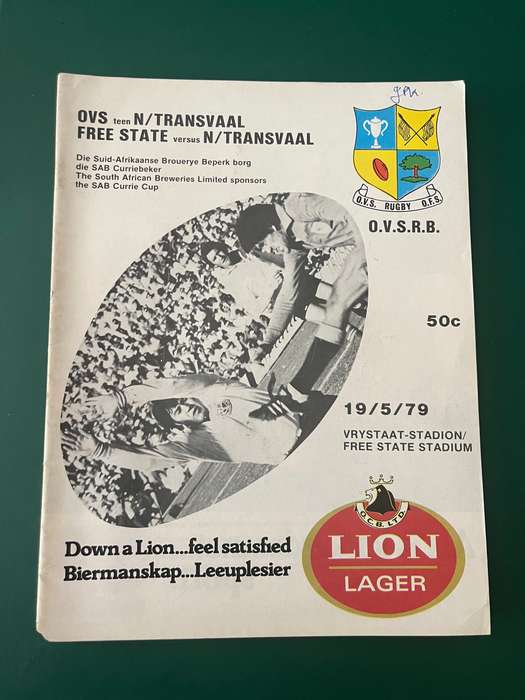 Rugby Programme - Free State vs Northern-Transvaal 19/05/1979
