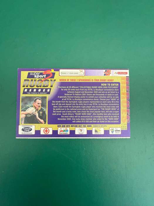Rugby Card - Charl Marais 2000 Total Rugby Card