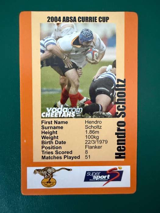 Rugby Card - Hendro Scholtz 2004 Cheetahs SCI Rugby Card