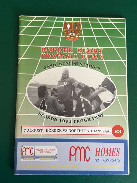 Rugby Programme - Border vs Northern-Transvaal 07/08/1993