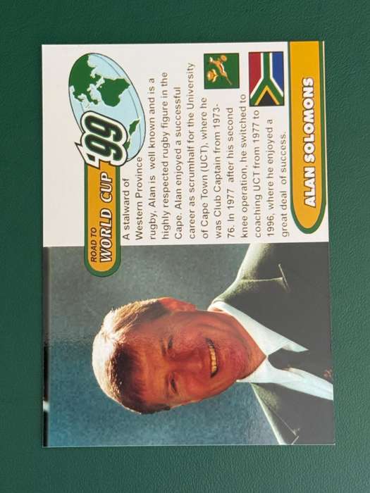 Rugby Card - Alan Solomons 1999 Sports Deck Road to the World Cup Photocard