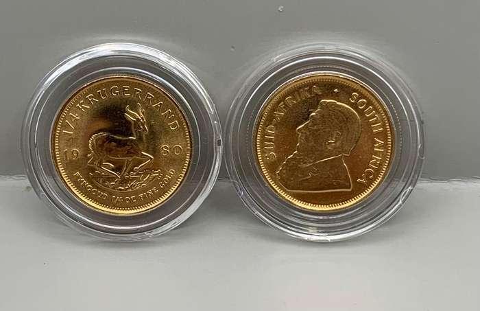 1980    1/4oz   GOLD KRUGERRAND   BULLION   IN A CAPSULE
