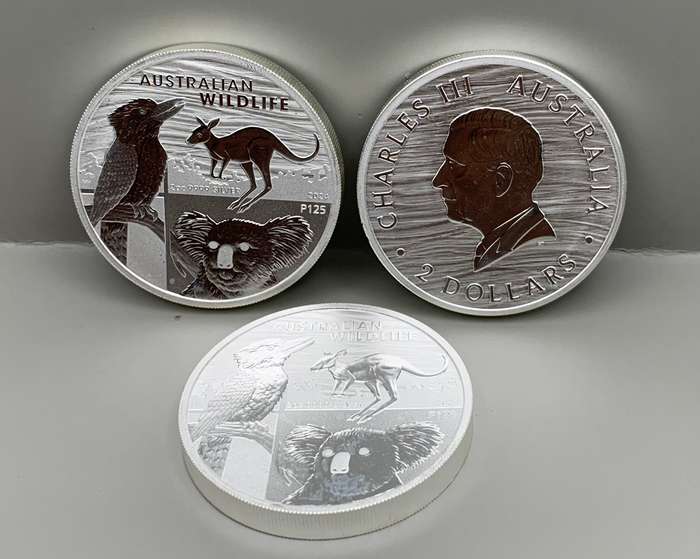 (  VERY COLLECTIVE  )  2oz  AUSTRALIAN    WILDLIFE SILVER COIN , KOALA , KOOKABURRA , KANGAROO
