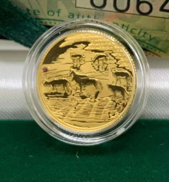 (  24ct GOLD RARE DATE  )   2012  NATURES FAMILIES SERIES  "   THE AFRICAN PAINTED WOLF  "  1/10oz