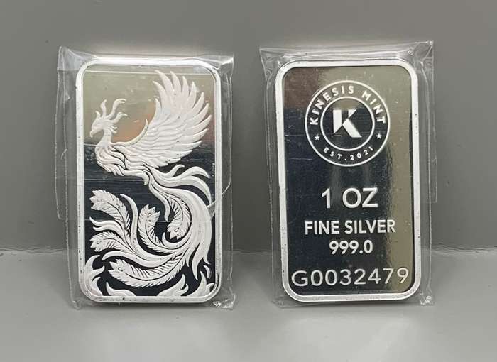(  SPECIAL RELEASE   )    THE PHOENIX BIRD DUMPY  BAR    1oz PURE SOLID SILVER   5MM THICK