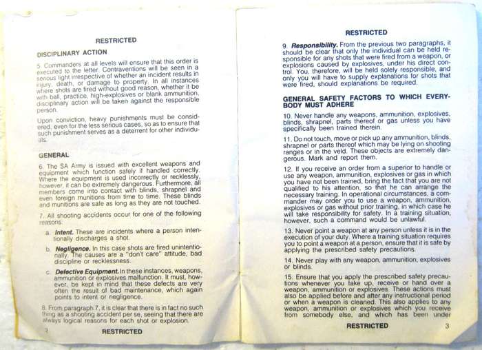 OLD S.A. ARMY ORDER 3/13/81 ISSUED BY ARMY HEADQUARTERS OCTOBER 1981  IN GOOD USED CONDITION