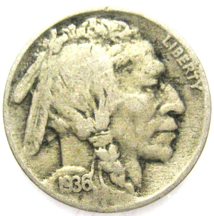 1936 U.S. BAFFALO NICKEL IN GOOD CIRCULATED CONDITION