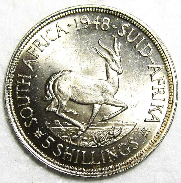 1948 FIVE SHILLINGS (CROWN) 80% SILVER 28.28 GRAMS IN GOOD CIRCULATED CONDITION