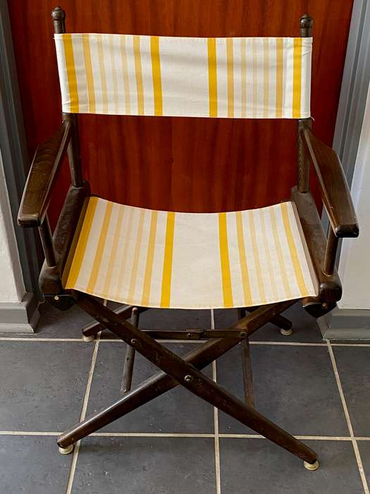 Directors chair , film set chair, foldable vintage 70s , wooden chair, kino film, rare, from Germany