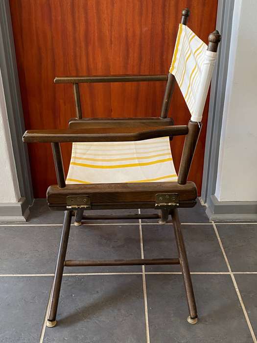 Directors chair , film set chair, foldable vintage 70s , wooden chair, kino film, rare, from Germany
