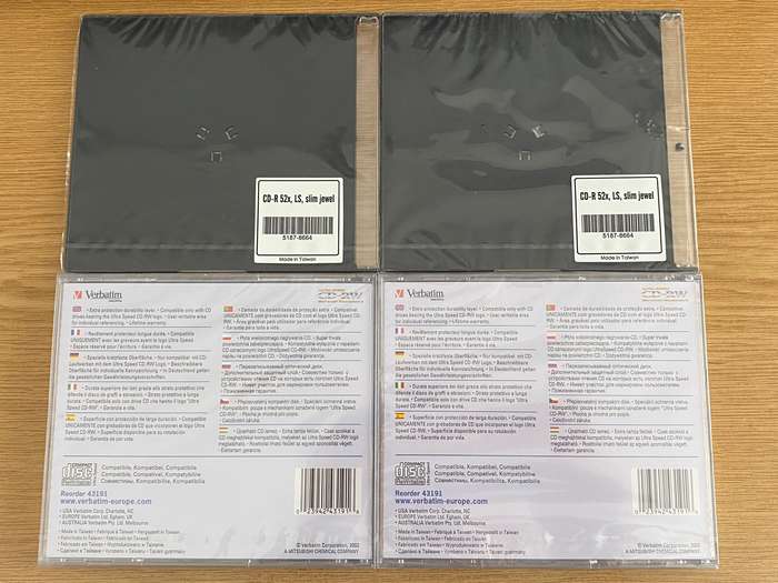 CD Lot HP CD-R 52x (2)+Verbatim CD-RW (2),all still sealed,Lot C,vintage,