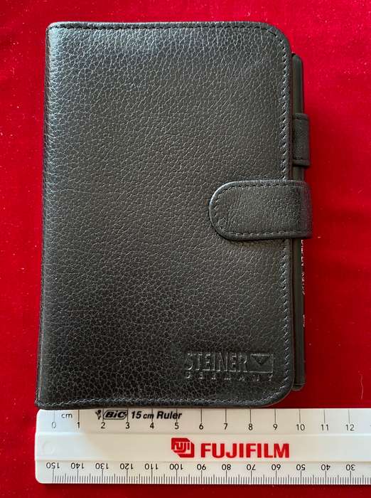 Steiner leather file calender,black (15x10x2cm) from 1997 vintage,collectors item,unused, very rare