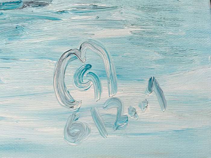 Original Ocean-Sunset Oil on Canvas Painting,unique,German Artist,size 60x80x1.8cm, Year 2001,Lot 1,