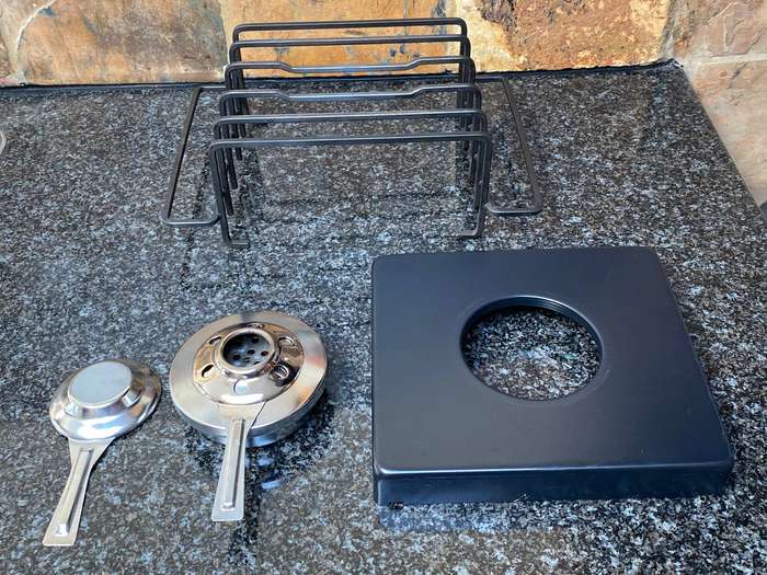 Fondue Metal Stand with burner (black), no pot included, 28x20cm