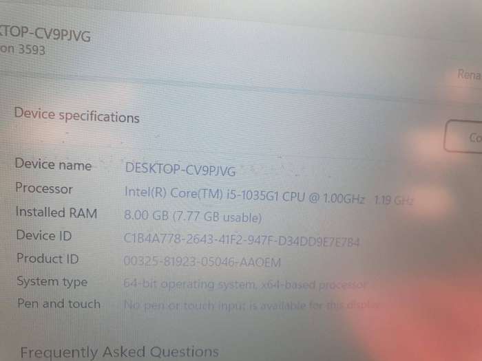 Dell Inspiron 10th Gen I5 Notebook, 8GB Ram, 256GB SSD, Win 11 Pro+Bag