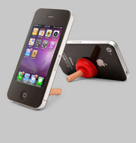 ** iPlunger Sucker Stand For Cell Phones, iPhones, iPods and more - RED  **