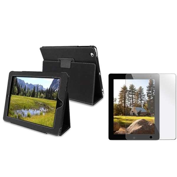 BasAcc Leather Case/ Screen Protector for Apple iPad 2/ 3/ 4