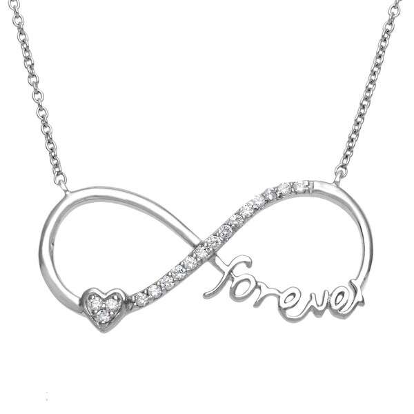 La Preciosa Sterling Silver Heart "Forever" Cubic Zirconia Infinity Fi