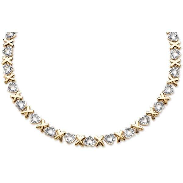 Isabella Collection Gold Overlay 1/10ct TDW Diamond Accent X and Heart Necklace