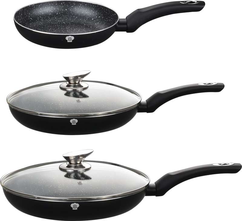 Blaumann Black Marble Line 5-Piece Stone Touch Marble Coating Fry Pan Set ( BL-3040 )
