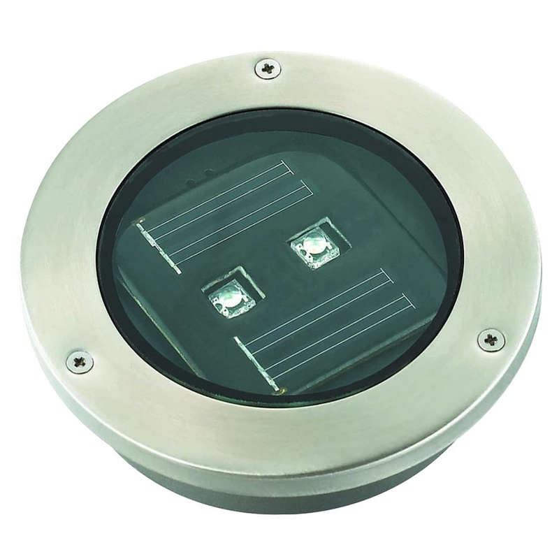 LED S/Steel Tile Solar Light 120x120x75Dia. 2xLED