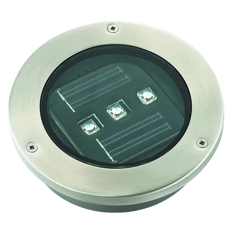 LED S/Steel Tile Solar Light 120x120x75Dia. 3xLED