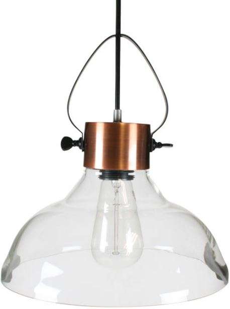 Pendant Lighting ? Industrial Look Range ? Antique Copper And Glass