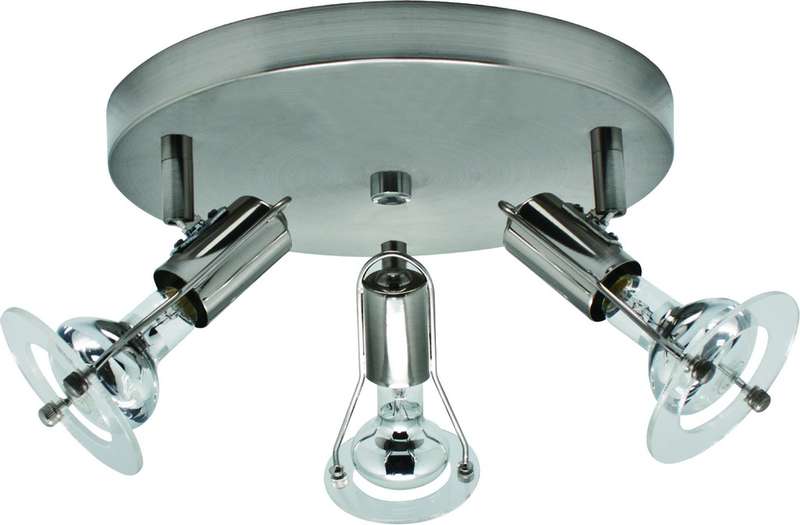 230VAC 3x40W E14 R50 Spot Light Fitting Satin Chrome On Pl
