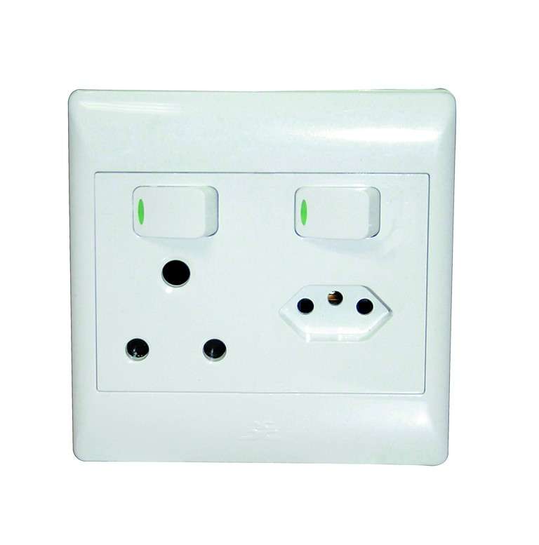 1x16A + 1 EURO SW SOCKET OUTLET4x4 WITH WHITE COVER PLATE