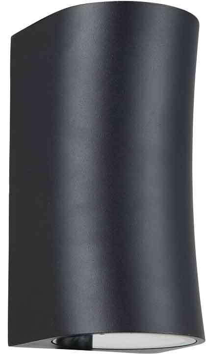 230VAC 2x10W Warm White LED Up / Down Light Alu/Glass Blk